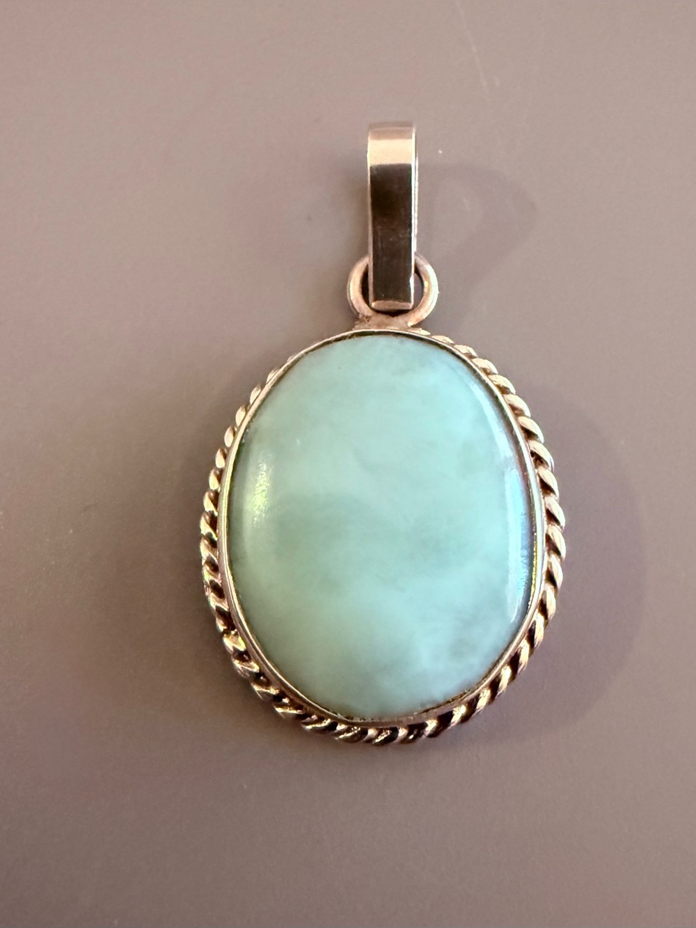 Estate Sterling Silver Natural Gemstone Blue/Green Color Pendant  10.5 Grams